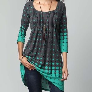 Charcoal Emerald Green Dot Pin-Tuck Empire Wait from Zulily